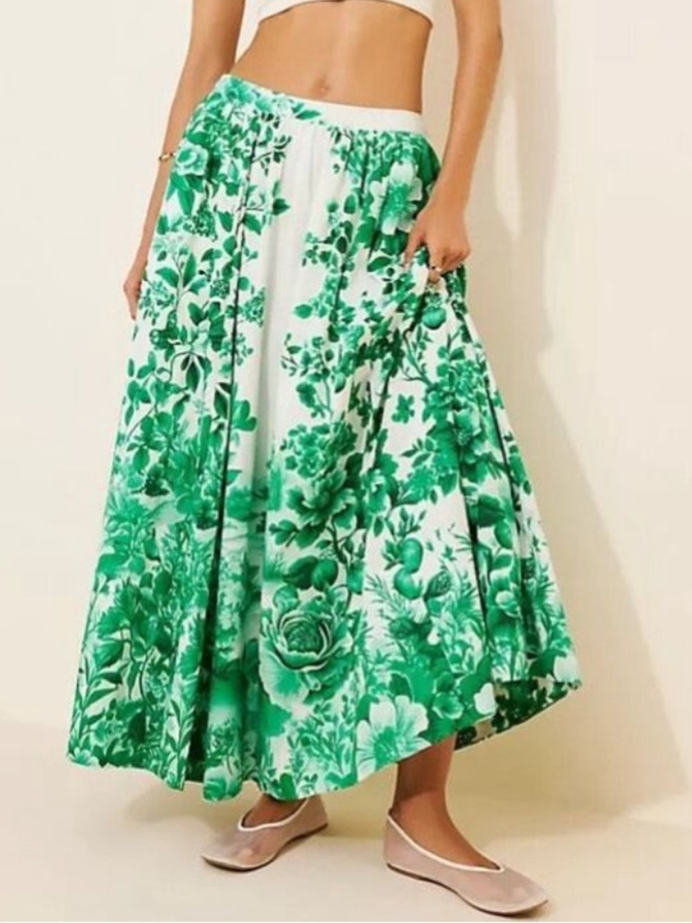 Anthropologie Maeve The Jacie Poplin Printed Midi Skirt | Size LARGE NWT